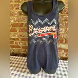 Majestic Navy Atlanta Braves Racerback Tank